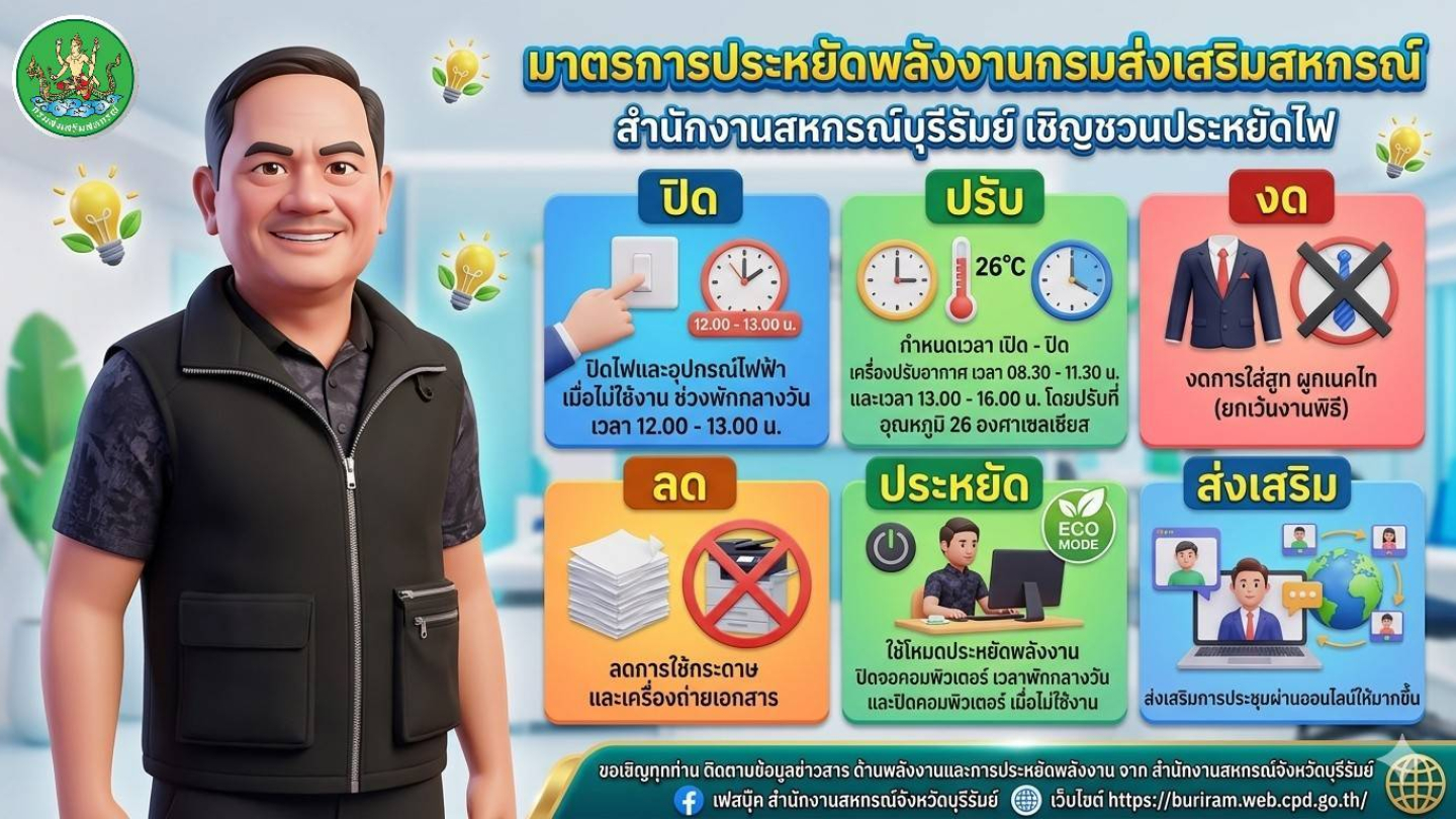 📢⚡6 มาตรการประหยัดพลังงานกรมส่งเสริมสหกรณ์ 💚📍
